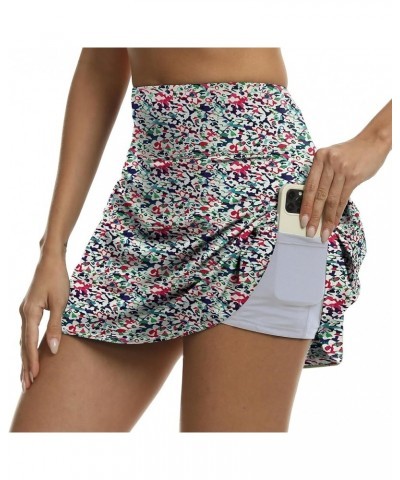 Women's Workout Skorts Skirts with Shorts High Waisted Athletic Pleated Tennis Skirt Light-colored Floral $13.50 Skorts