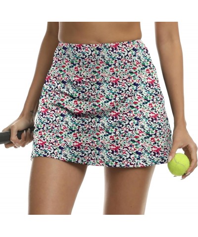 Women's Workout Skorts Skirts with Shorts High Waisted Athletic Pleated Tennis Skirt Light-colored Floral $13.50 Skorts