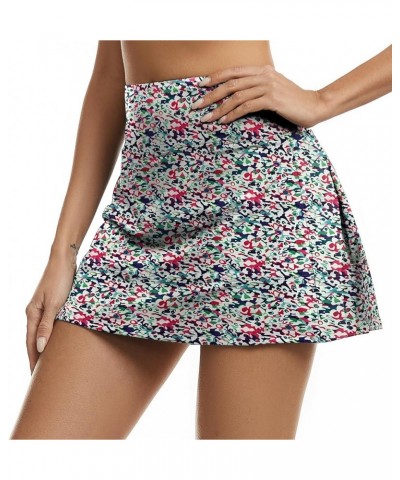 Women's Workout Skorts Skirts with Shorts High Waisted Athletic Pleated Tennis Skirt Light-colored Floral $13.50 Skorts