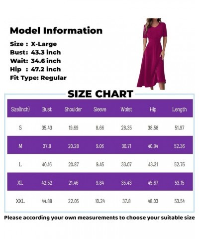 Women's Spring Dresses 2024 Short Sleeve V Neck High Waist Chiffon Dress Summer Swing Maxi Dresses 03-dark Purple $25.64 Others