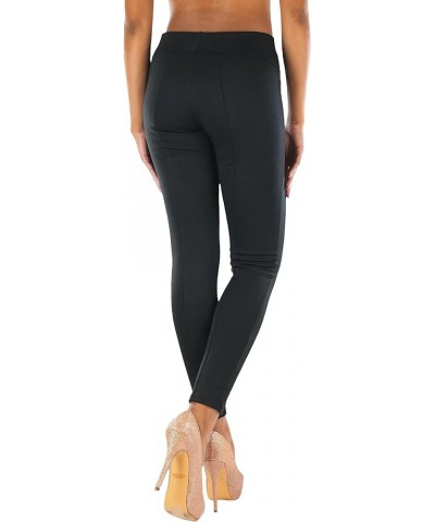 Women’s Comfortable Ponte Leggings High Waisted Slim Fit Pants Decorative Zipper Pockets - Black $9.98 Leggings