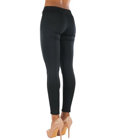 Women’s Comfortable Ponte Leggings High Waisted Slim Fit Pants Decorative Zipper Pockets - Black $9.98 Leggings