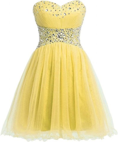 Strapless a Line Blue Crystal White Oranga Homecoming Dress Short Prom Dress Style2-yellow $44.52 Dresses