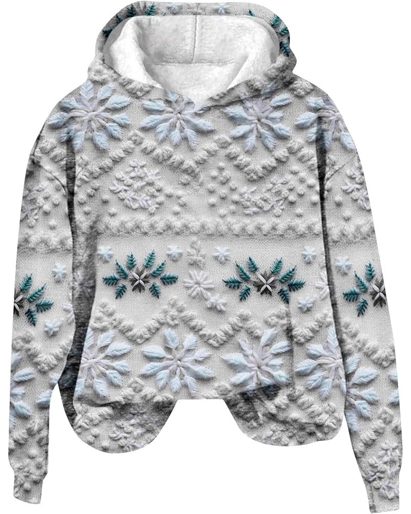 Christmas Sweatshirts for Women 3D Cute Print Hoodies Loose Long Sleeve Tops Winter Warm Outwear 02-gray $9.52 Hoodies & Swea...