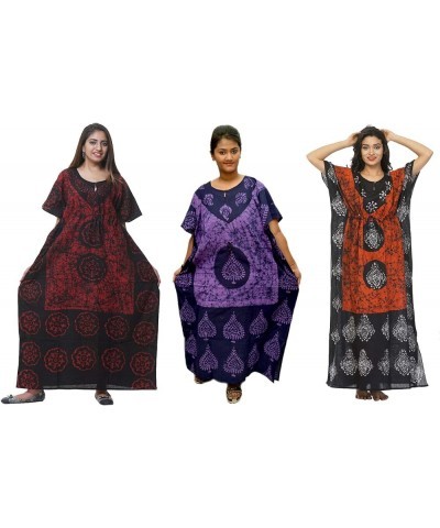 Cotton Caftan/Kaftan Combo 3 Dress Long Maxi Gown Beach Cover Up One Size Combo-113 $15.52 Swimsuits