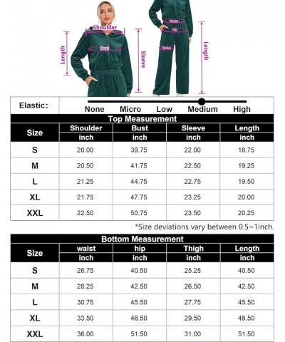 Womens Velour Tracksuit Set Long Sleeve Sweatsuit 2 Piece Casual Half Zip Hoodie Crop Tops Jogger Sweatpants Set Green $15.48...