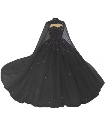 Women's Quinceanera Dress with Cape Lace Sequins Formal Ball Gowns Sweetheart Black $64.80 Dresses