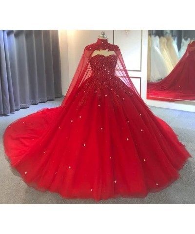 Women's Quinceanera Dress with Cape Lace Sequins Formal Ball Gowns Sweetheart Black $64.80 Dresses