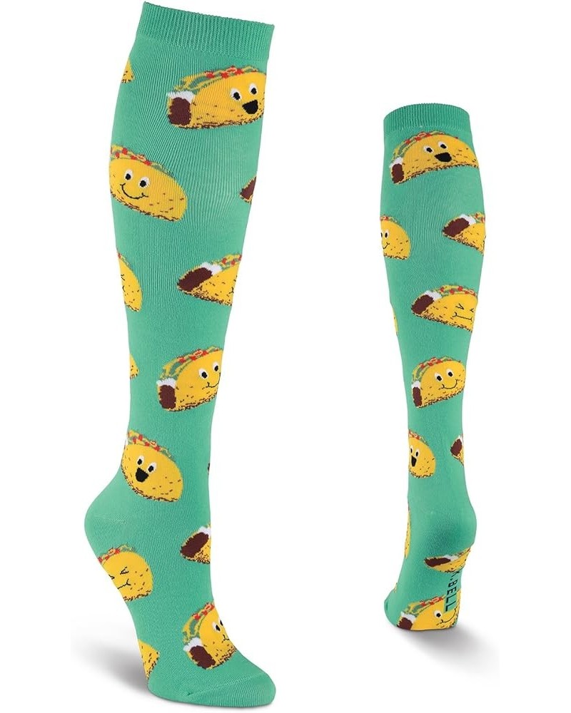 Women's Fun Animal Crew Socks-1 Pairs-Cool & Cute Wordplay Novelty Gifts Happy Tacos (Teal) $6.36 Socks