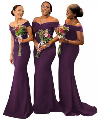 Mermaid Bridesmaids Dress for Wedding Off Shoulder Woman Bridesmaid Dresses Long Grape $45.00 Dresses