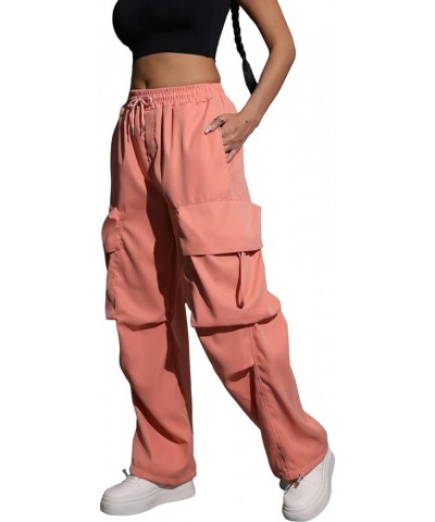 Casual Parachute Pants for Woman Trendy Solid Womens Cargo Pants with Pockets Adjustable Wasit Cargo Joggers Y2K Streetwear O...