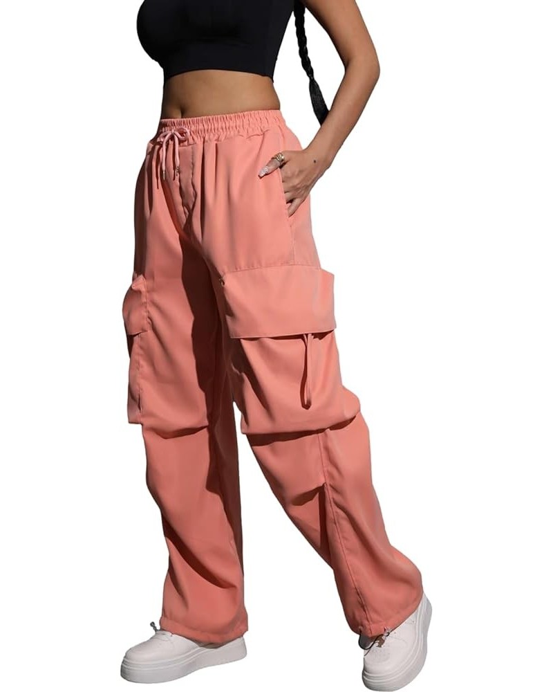 Casual Parachute Pants for Woman Trendy Solid Womens Cargo Pants with Pockets Adjustable Wasit Cargo Joggers Y2K Streetwear O...