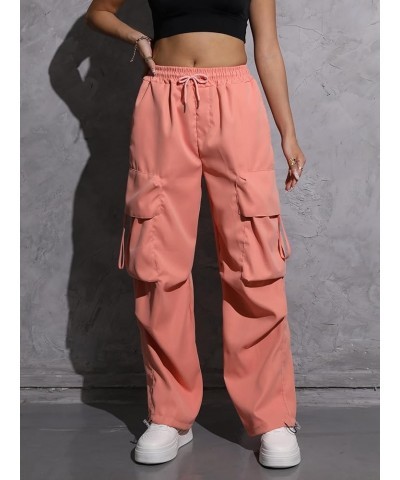 Casual Parachute Pants for Woman Trendy Solid Womens Cargo Pants with Pockets Adjustable Wasit Cargo Joggers Y2K Streetwear O...