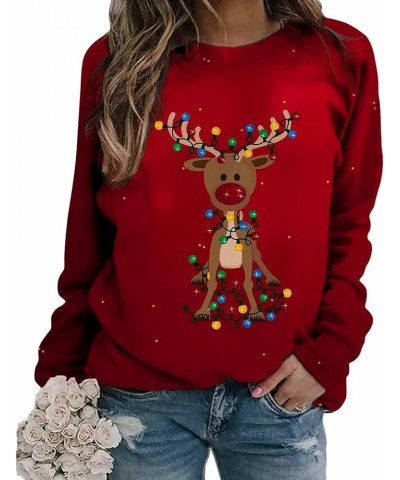 Womens Christmas Sweaters 2023 Loose Fit Cute Christmas Graphic Printed Long Sleeve Crewneck Pullover Sweatshirts Tops E-verm...