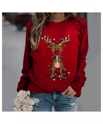 Womens Christmas Sweaters 2023 Loose Fit Cute Christmas Graphic Printed Long Sleeve Crewneck Pullover Sweatshirts Tops E-verm...