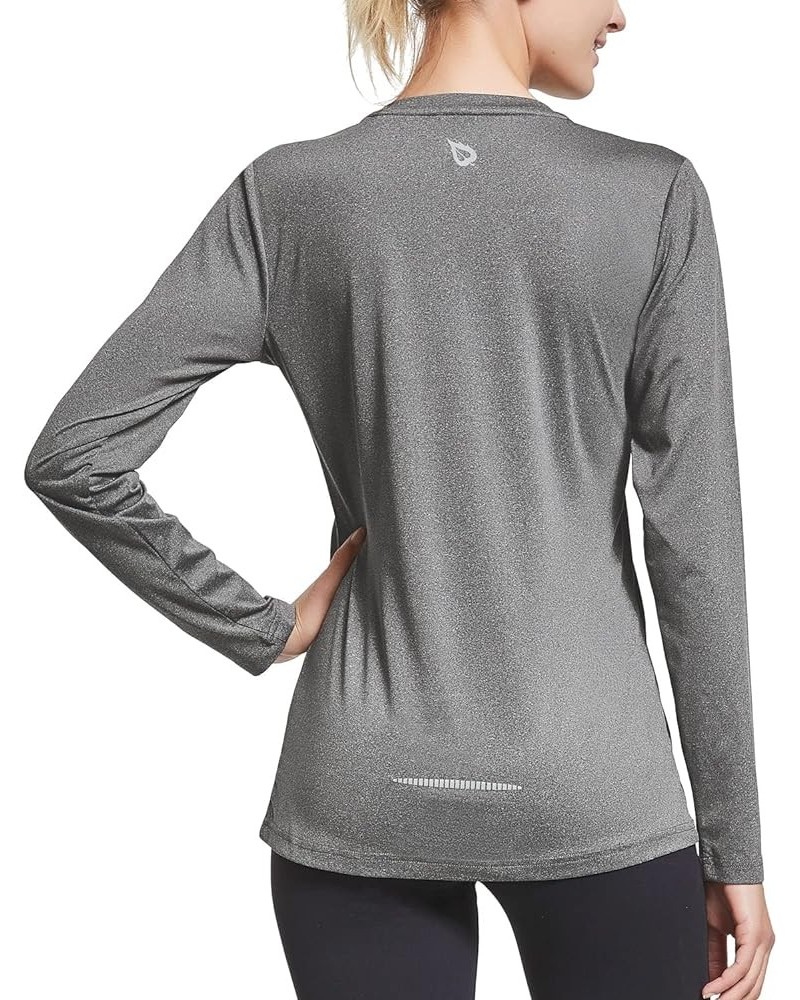 Women's Long Sleeve Running Shirts Workout Tops Athletic Active Quick Dry Soft Lightweight Heather Gray $11.50 Activewear