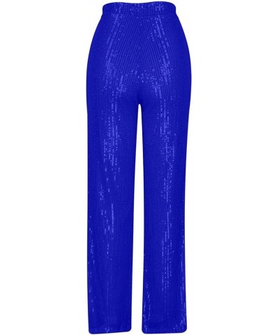 Womens Fashion Sequin Pants Elastic High Waisted Glitter Wide Leg Flare Pants Sparkly Bell Bottoms Trousers Clubwear Blue $16...