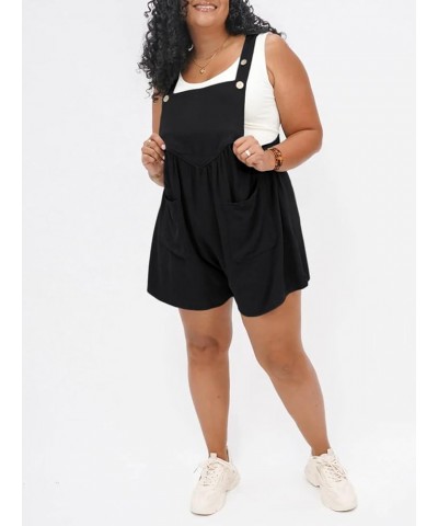 Women's Plus Size Casual Overalls Short Summer Adjustable Straps Loose Bib Overall Jumpsuit with Pockets Black $21.99 Overalls