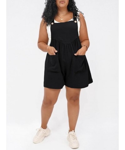 Women's Plus Size Casual Overalls Short Summer Adjustable Straps Loose Bib Overall Jumpsuit with Pockets Black $21.99 Overalls