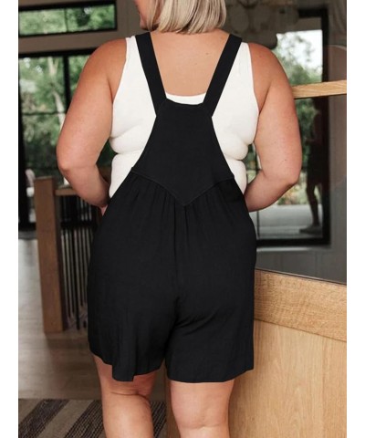 Women's Plus Size Casual Overalls Short Summer Adjustable Straps Loose Bib Overall Jumpsuit with Pockets Black $21.99 Overalls