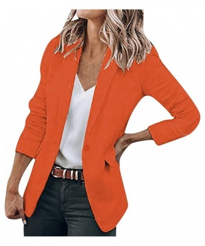Women's Casual Lightweight Blazers Open Front Lapel Long Sleeve Suit Jackets Work Office Loose Blazer for Daily/Work Orange $...