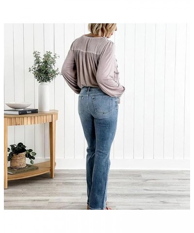 Holy Grail Tummy Control Bootcut Jeans, Holy Grail Bootcut Jeans, Women's High Waisted Jeans Stretchy Light Blue Standard $13...