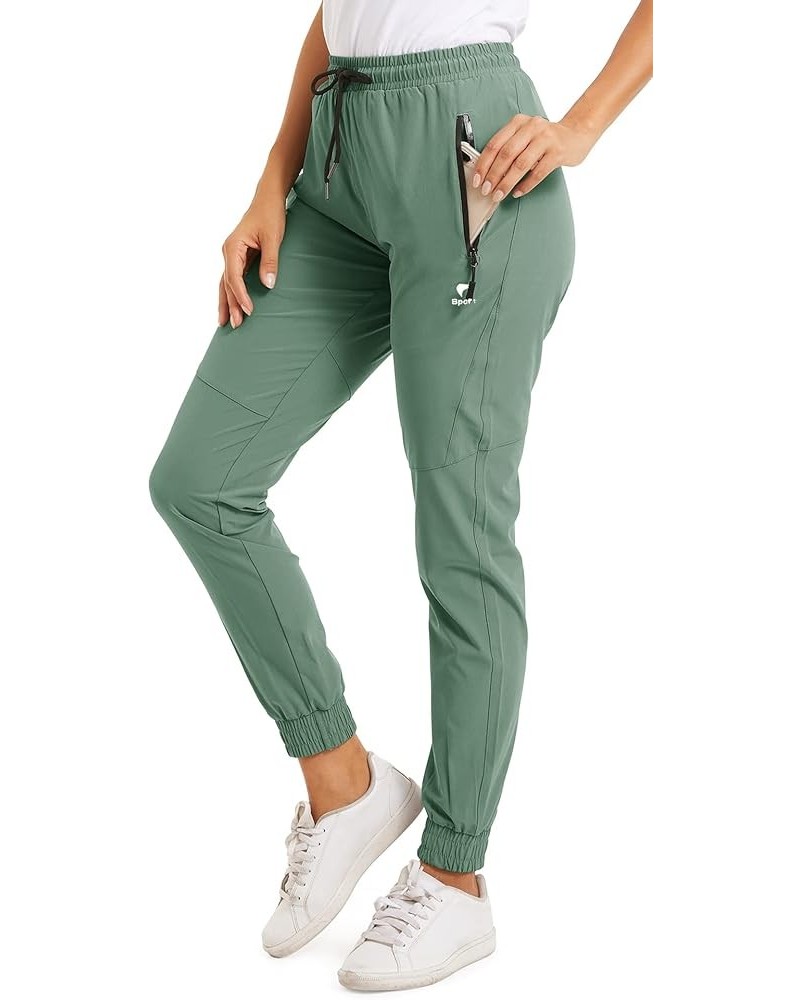 Women's Athletic Pants Quick Dry Hiking Jogger Pants Lightweight Gym Workout Pants with Zipper Pockets Green $15.89 Activewear