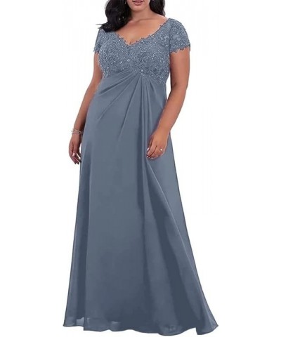 Mother of The Bride Dresses Lace Appliques Chiffon Wedding Guest Dresses for Women Beaded Formal Evening Gown Dusty Blue $36....