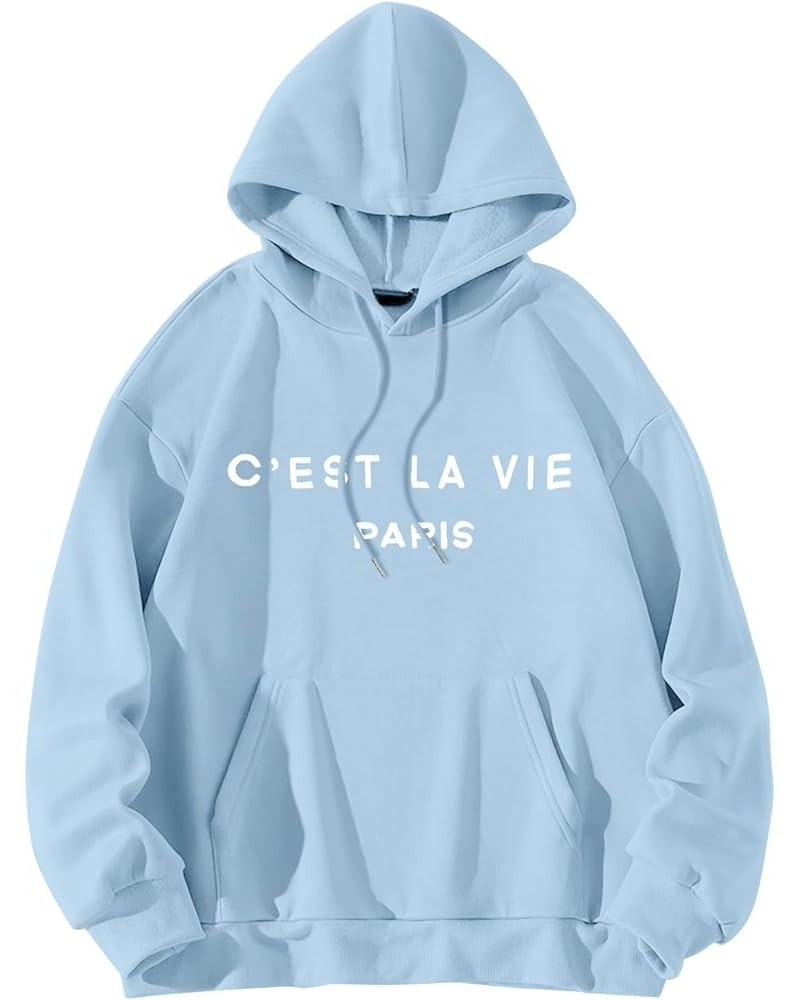 Hoodies for Women Flower Graphic Floral Solid Color Loose Hooded Sweatshirt 2023 Fall Clothes Fashion Drop Sky Blue 3 $12.41 ...