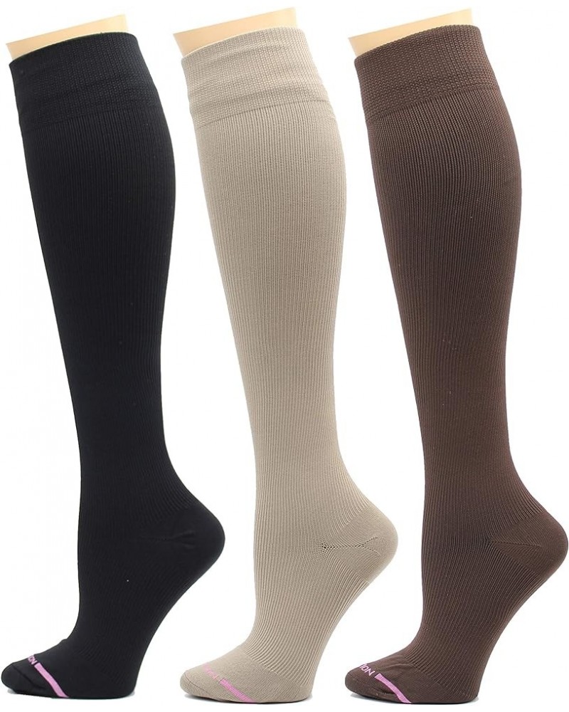 Women's 3-Pack Cats, Dots, Dogs Compression Socks Sockshosiery Black/Beige/Brown $16.95 Activewear