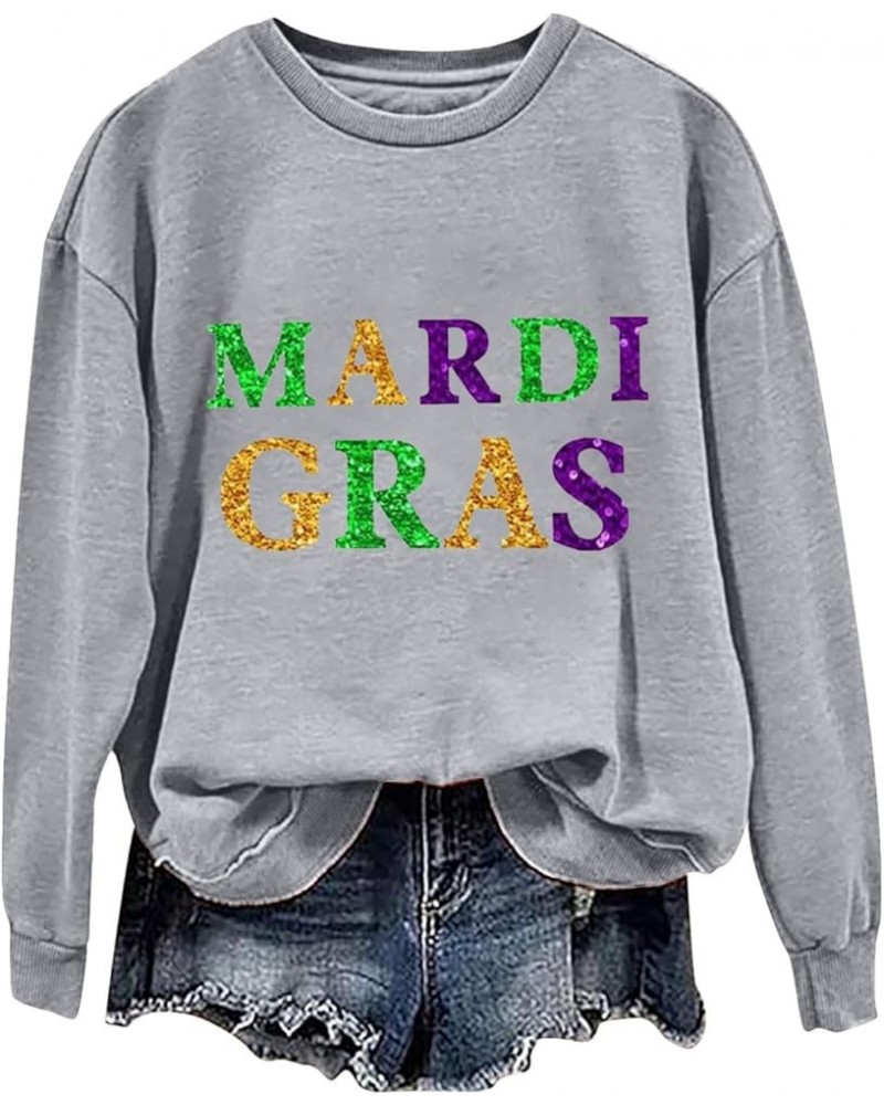 Mardi Gras Outfits for Women Trendy 2024 Graphic Sweatshirts Pullover Crewneck Sweatshirt Masquerade Going Out Tops 93 Mardi ...