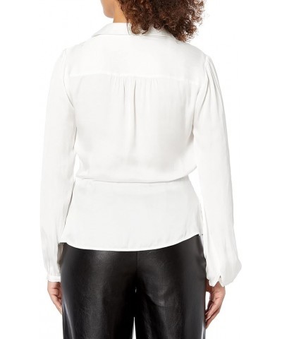 Women's Karla Blouse Long Sleeve Faux Wrap Front Peplum Hem in White White $38.10 Blouses