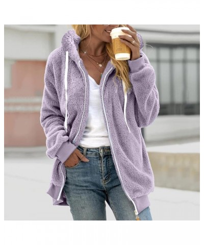 Womens 2023 Fuzzy Fleece Winter Coats Zipper Soft Hoodie Jacket Faux Fur Parka Outerwear with Pockets 5022-apinfx-e-purple $1...