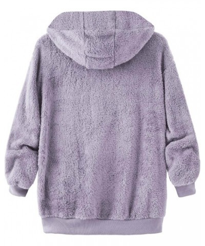 Womens 2023 Fuzzy Fleece Winter Coats Zipper Soft Hoodie Jacket Faux Fur Parka Outerwear with Pockets 5022-apinfx-e-purple $1...