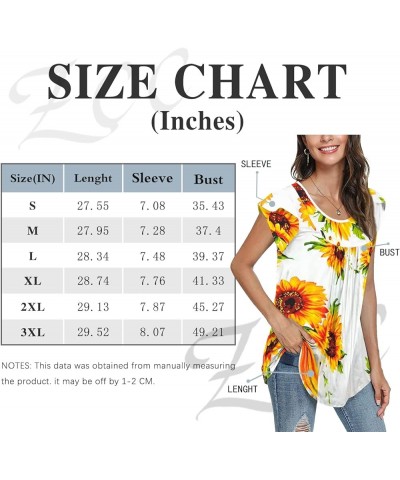 Womens Tops Ruffle Crewneck Petal Sleeve Print Going Out Summer Fashion Casual Loose Basic T-Shirts Sunflower $8.20 T-Shirts