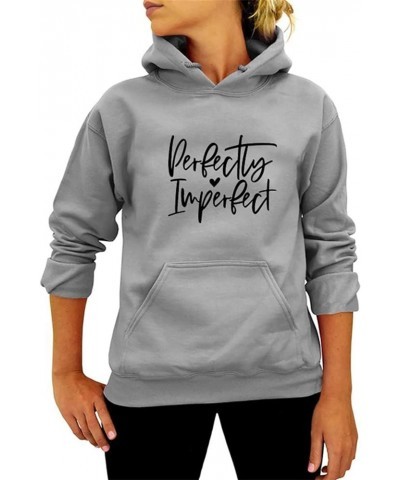 Men Women's Hoodies Perfectly Imperfect Letter Print Hooded Sweatshirt Autumn and Winter Pullover Hoodies Tops Black Small Gr...