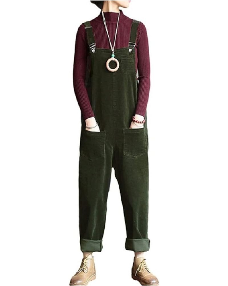 Womens Straight Leg Corduroy Overalls Jumpsuit Romper with Adjustable straps 5-army Green $14.75 Overalls