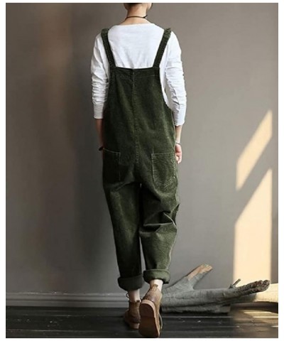 Womens Straight Leg Corduroy Overalls Jumpsuit Romper with Adjustable straps 5-army Green $14.75 Overalls