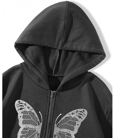 Women's Y2k Butterfly Zip Up Hoodie Oversized Graphic Print Sweatshirt Vintage Baggy Grunge Aesthetic Alt Emo Jackets Dark Gr...