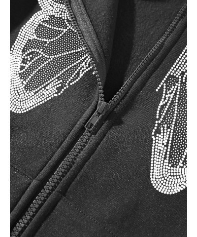 Women's Y2k Butterfly Zip Up Hoodie Oversized Graphic Print Sweatshirt Vintage Baggy Grunge Aesthetic Alt Emo Jackets Dark Gr...