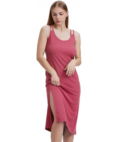 Women Casual Midi Slip Dress Sleeveless Spaghetti Strap Beach Cover Up Watermelon Red $8.00 Swimsuits