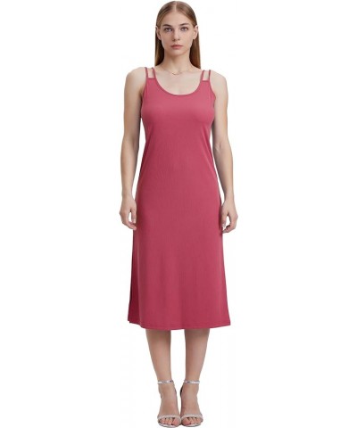 Women Casual Midi Slip Dress Sleeveless Spaghetti Strap Beach Cover Up Watermelon Red $8.00 Swimsuits