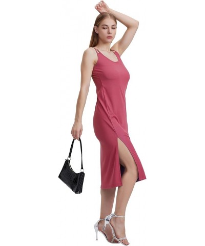 Women Casual Midi Slip Dress Sleeveless Spaghetti Strap Beach Cover Up Watermelon Red $8.00 Swimsuits