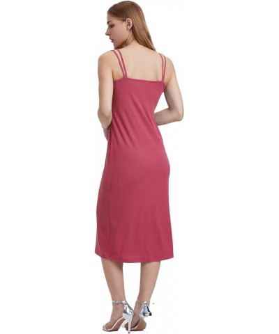 Women Casual Midi Slip Dress Sleeveless Spaghetti Strap Beach Cover Up Watermelon Red $8.00 Swimsuits