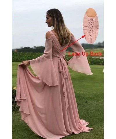 Chiffon Bridesmaid Dress Long Sleeve Off Shoulder Slit Prom Dress for Women Burnt Orange $27.30 Dresses