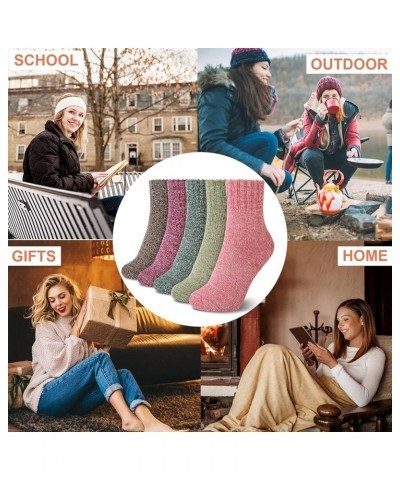 YSense 5 Pairs Womens Wool Socks Thick Knit Warm Winter Socks for Women Cozy Comfy Socks Gifts O- Solid Color 1(with Bag) $7....