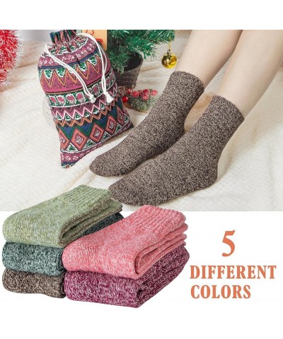 YSense 5 Pairs Womens Wool Socks Thick Knit Warm Winter Socks for Women Cozy Comfy Socks Gifts O- Solid Color 1(with Bag) $7....