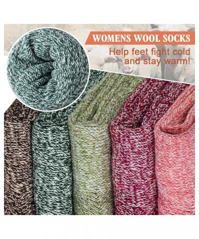 YSense 5 Pairs Womens Wool Socks Thick Knit Warm Winter Socks for Women Cozy Comfy Socks Gifts O- Solid Color 1(with Bag) $7....