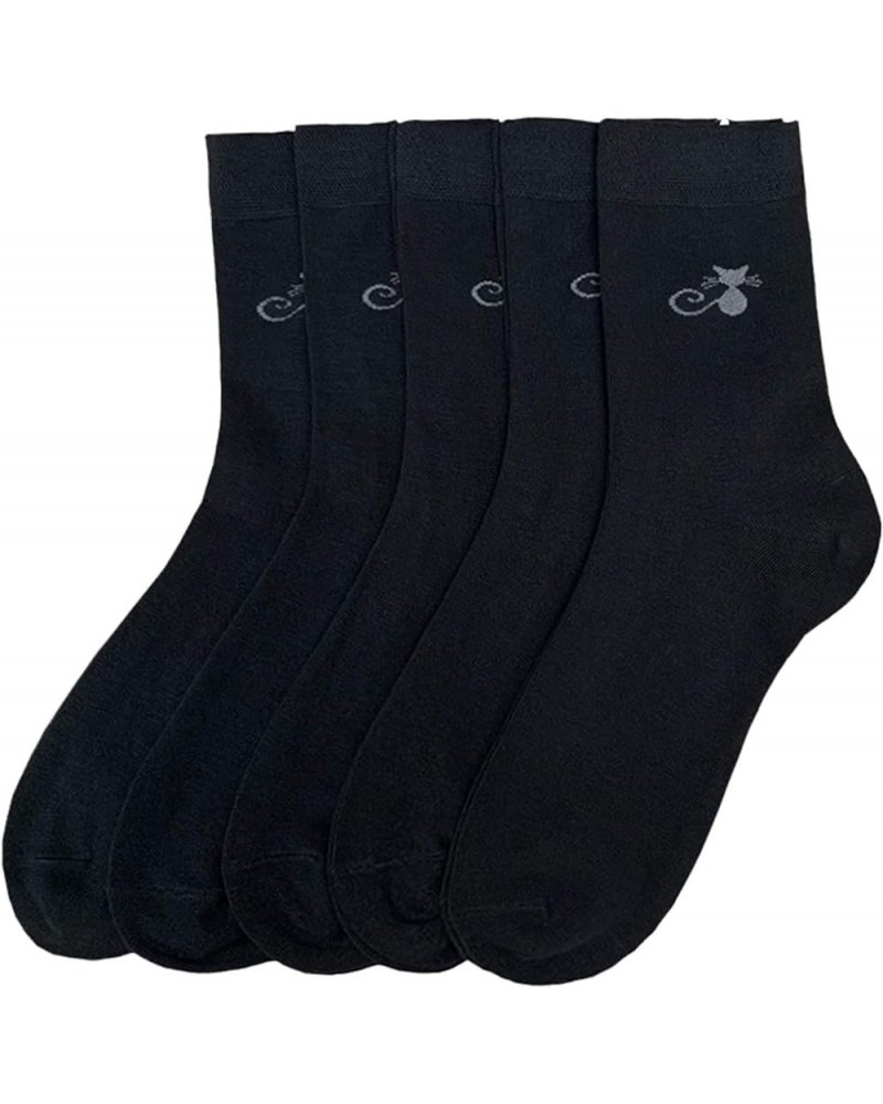 Women Thin Viscose Bamboo Socks Crew Lightweight Above Ankle Casual Dress Sock For Ladies Bootie Trouser 5 Pairs Cat $10.52 A...
