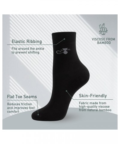 Women Thin Viscose Bamboo Socks Crew Lightweight Above Ankle Casual Dress Sock For Ladies Bootie Trouser 5 Pairs Cat $10.52 A...